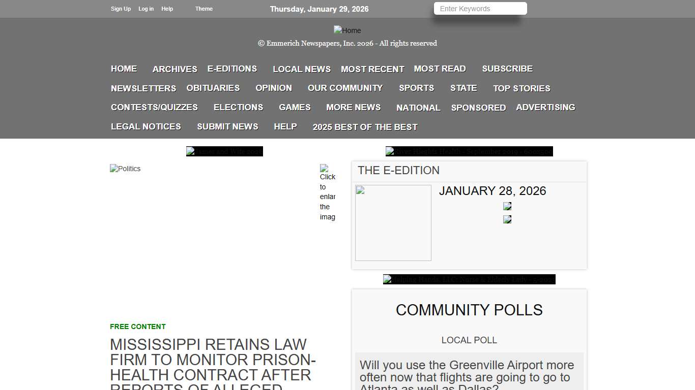 Mississippi retains law firm to monitor prison-health contract after reports of alleged denial of care Delta Democrat-Times