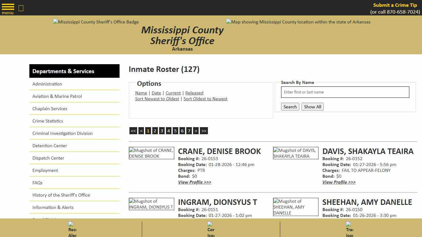 Inmate Roster - Current Inmates Booking Date Descending - Mississippi County AR Sheriff